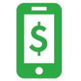 Mobil med dollartecken i displayen